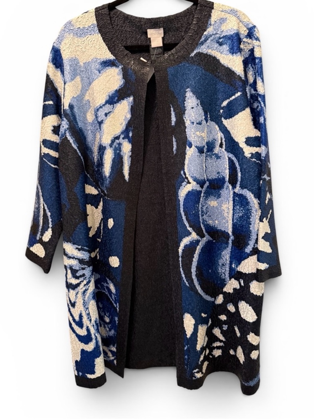 Blue and White Travelers Abstract Open Jacket size 2 (large or 12-14) - Picture 2 of 8